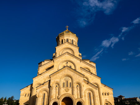 The Holy Trinity Cathedral. Tsminda Sameba, main cathedral of the Georgian Orthodox church,...