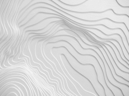 White abstract background with 3D topographic lines and wavy curves. Minimal texture design ideal...