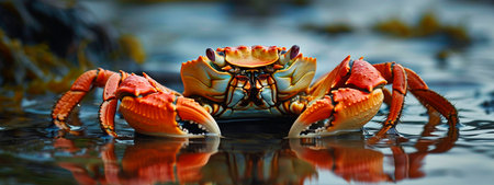 crab on the seashore. Selective focus.の素材