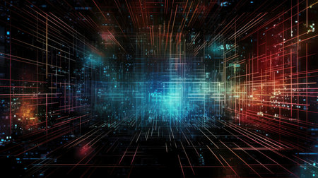 Neon Lines in Space Background (AI Generated)の素材