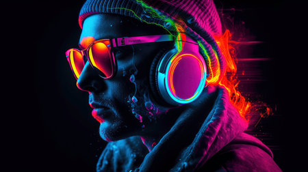 DJ Neon Effect Illustrationの素材