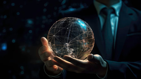 Futuristic Business Concept with Hologram Sphere - AI Generatedの素材