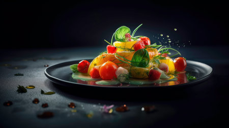 Serving of Salad Dish with Presentation - AI Generatedの素材
