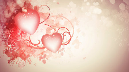 A background for a love greeting card with hearts - AI generatedの素材