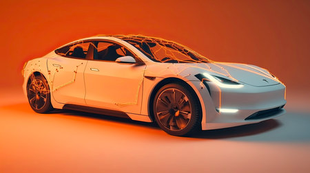 An Electric Car as a Solution for Environmental Safety: illustration generated by AIの素材