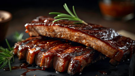 A Mouthwatering Plate of Fried Ribs: illustration generated by AIの素材