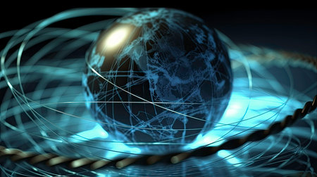 A Creative Concept of a Sphere with Planet and Information Lines: A Photo Generated by AIの素材