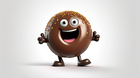 Humorous Dessert: Donut with a Funny Face: AI Generated Illustrationの素材