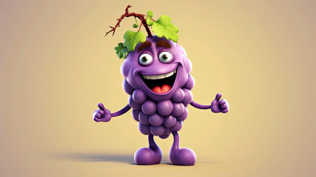 Funny Grape with a Smile: AI Illustrationの素材