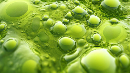 Creative Concept of Green Liquid Reflection: AI Generated Illustrationの素材
