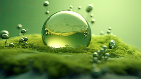Sparkling Green Liquid Texture: AI Generated Illustrationの素材