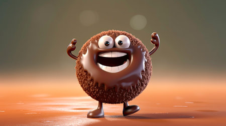 Happy Donut with a Cute Expression: AI Generated Illustrationの素材
