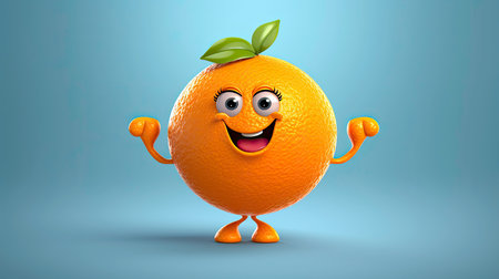 Funny Orange with a Smile: Illustration Generated by AIの素材