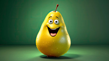 Funny Pear with a Smile: Illustration Generated by AIの素材
