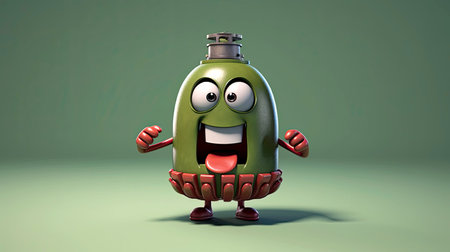 Funny Pomegranate with a Smile: AI Illustrationの素材