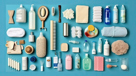 Beauty and Skincare Flat Lay AI Imageの素材