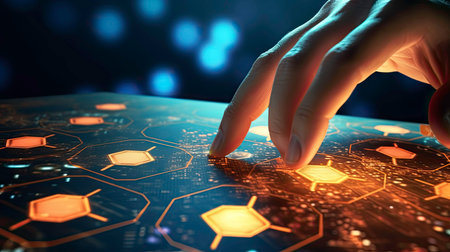 Touch Control Interaction for Technology Improvement and Business Success: Graphic Generated by AIの素材