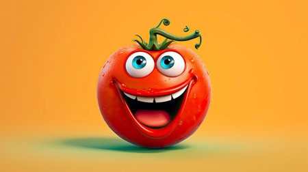 Funny Tomato with a Smile: Illustration Generated by AIの素材