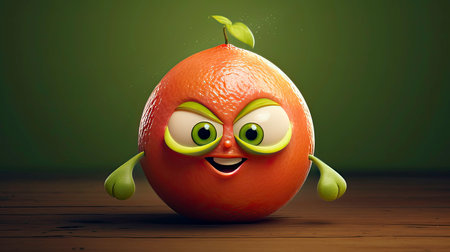 Funny Grapefruit with a Smile: Illustration Generated by AIの素材