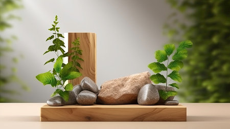 Cozy and Relaxing Room with Plant and Wood Details: Drawing Generated by Artificial Intelligenceの素材