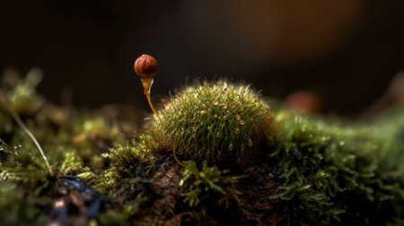Macro Detail of Moss Plant AI generatedの素材