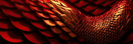 A Magical and Mysterious Background: A Dragon Skin in Red Gold Colors for a Banner Generated by AIの素材