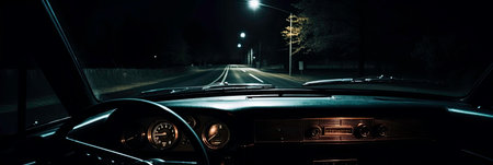 Car Driving through the City Lights AI Generatedの素材