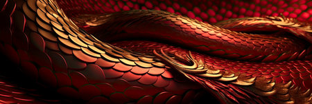 A Modern and Futuristic Concept: A Red Gold Dragon Skin Image for a Banner Generated by AIの素材
