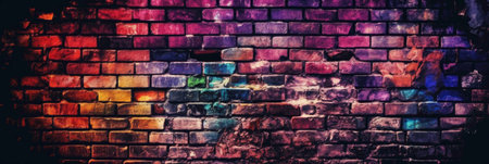 Abstract Design of a Brick Wall with Light and Color AI Generatedの素材