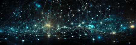 A Modern and Stylish Wallpaper: A Glowing Dot and Line Design on a Black Background Generated by AIの素材