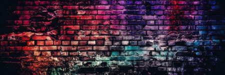 Vintage Image of a Brick Wall with Light and Color Effects AI Generatedの素材
