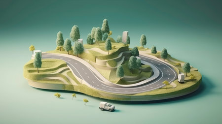 A Mountain Road in a Small Scale: A Detailed and Impressive Model Generated by AIの素材