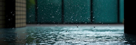 City View through Rainy Window AI Generatedの素材