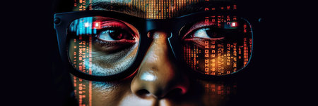IT Vision of a Man in Glasses AI Generatedの素材
