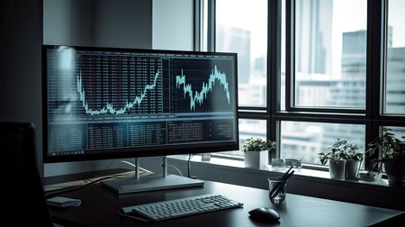 Stock market or forex trading graph and candlestick chart suitable for financial investment concept. 3D rendering.の素材