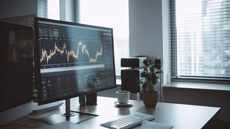 Stock market or forex trading graph and candlestick chart suitable for financial investment concept. Economy trends background for business idea and all art work design.の素材