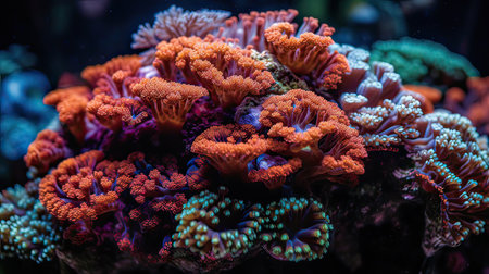 Colorful coral reef in the aquarium. Soft focus and shallow DOF.の素材