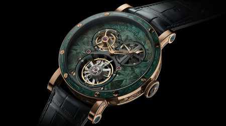 Wristwatch on black background. close-up. 3D renderingの素材