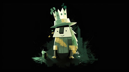 Cute monster with crown in grunge style. vector illustration.の素材