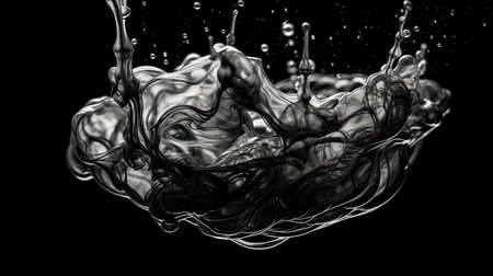 Abstract black and white water splash. 3d rendering, 3d illustration.の素材