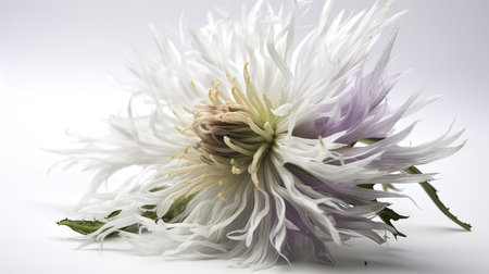 White and purple dahlia flower isolated on a white background.の素材
