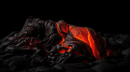 Burning lava on a black background. Burning lava on black backgroundの素材