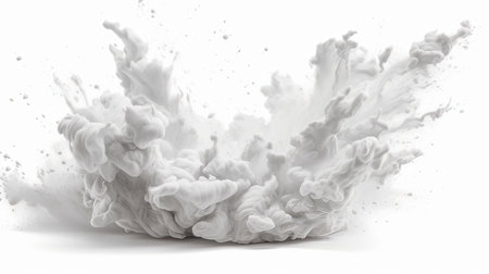 Cloud of white paint isolated on white background. 3d rendering.の素材