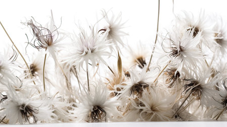 Dry cornflowers isolated on white background. studio shot.の素材