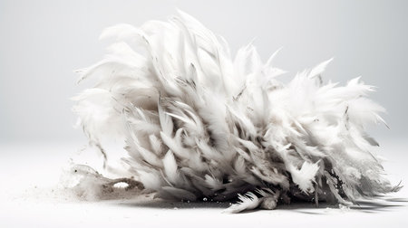 feather of a bird on the white background. studio shot.の素材
