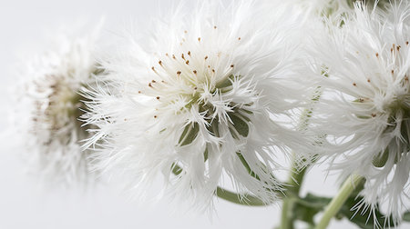 Close up of white cornflowers isolated on a white background.の素材