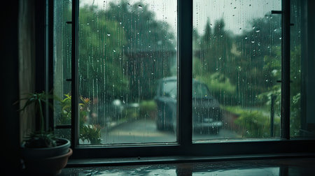 Raindrops on the window, raindrops on the glass. rainy dayの素材