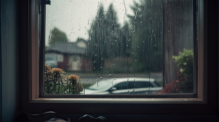 Raindrops on the window. Raindrops on the glass. rainy weather.の素材