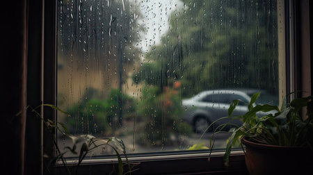 Raindrops on the window. Raindrops on the window. rainy weather.の素材