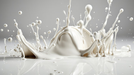 Splash of milk isolated on white background. 3d rendering.の素材